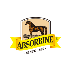 Logo der Marke Absorbine mit einem Pferd und dem Gründungsjahr 1892.