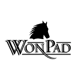 Logo von WonPad mit einem stilisierten Pferkopf und elegantem Schriftzug.