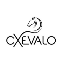 Logo von CXEVALO mit stilisiertem Pferdekopf und modernem Schriftzug.